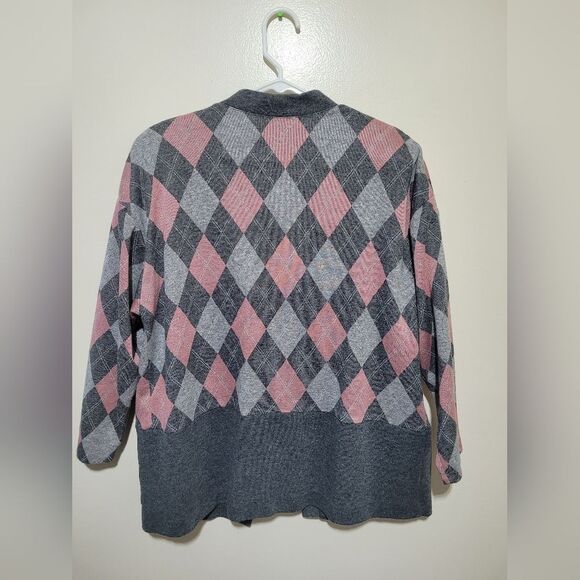 Vintage Lady Graff Open Front Plaid Sweater - Picture 2 of 6